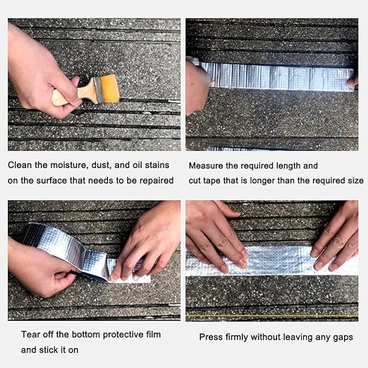 Butyl Aluminum Foil Tape 2" x 16ft - Heavy Duty Waterproof Sealant for RV Roof, Boat, EPDM & Pipe Leak Repair | All-Weather Adhesive Tape for Windows, Glass, Metal Surfaces (Silver)