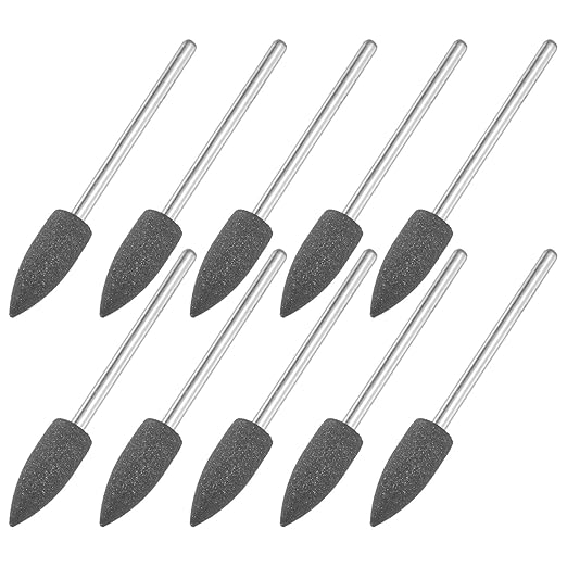 M METERXITY 10-Pack Polishing Bit Buffing Wheel, 0.23 Inch(6mm) Dia Silicone Pointed Polishing Kit Sanding Bits for Jewelry/Bone Products/Jade Carvings, Rotary Tool 120 Grits [Black]