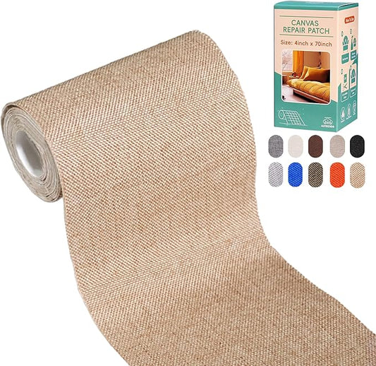Canvas Repair Tape,Fabric Repair Patch,4×70 Inches,Outdoor Gear Patch, Waterproof,Self-Adhesive for Repairing Boat Covers,Tents,Sofas,Patio Umbrellas,Lounge Chairs,Awnings