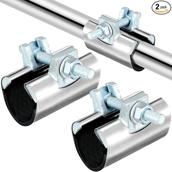 Tandefio 2 Pcs IPS Pipe Repair Clamp 304 Stainless Steel Pipe Clamp Patching and Repairing Leaky 3 Inch Length Suitable for Coppe Galvanized Steel(1 Inch)