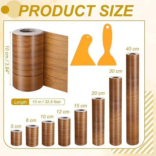 PATIKIL Wood Grain Repair Tape, 4" x 33' Self Adhesive Realistic Wood Tape with Scraper Durable Repair Patch for Furniture Floor Window Door Table DIY Home Decor, Ash-Tone Grain