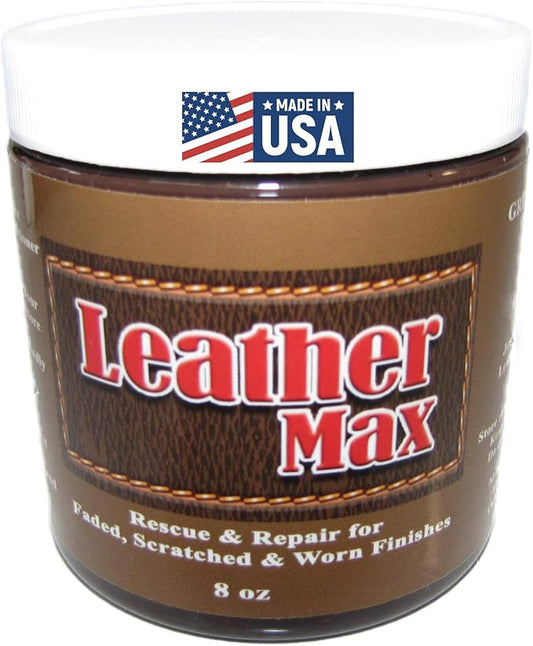 Leather Max Large Project 8 Ounce Jar Refinish for Your Furniture, Jacket, Sofa or Car Seat, Super Easy Instructions, Restore Any Material, Bonded, Pleather, Genuine (Red)