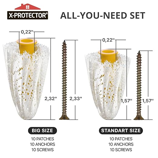 X-Protector Patches for Anchors - Set of 60-20 Patches + 20 Anchors + 20 Screws - Loose Wall Anchor Fix Pad - Dry Wall Anchor Repair Pads - Plaster Wall Anchors - Wall Anchors Repair Patches!