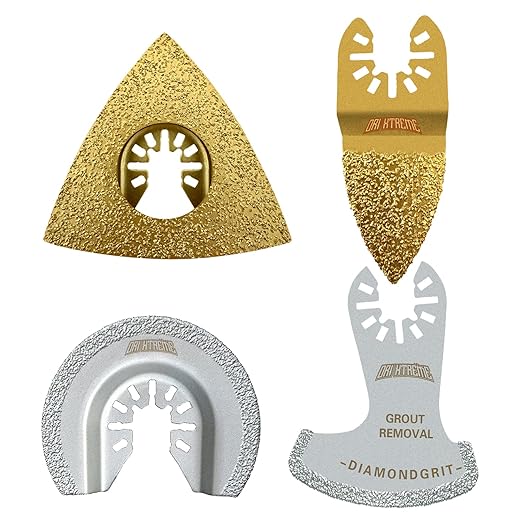 Oscillating Multi Tools, Diamond Carbide Oscillating Tool Blade, Mortar Cutting Saw Blades for Grout Removal, 4-Pack