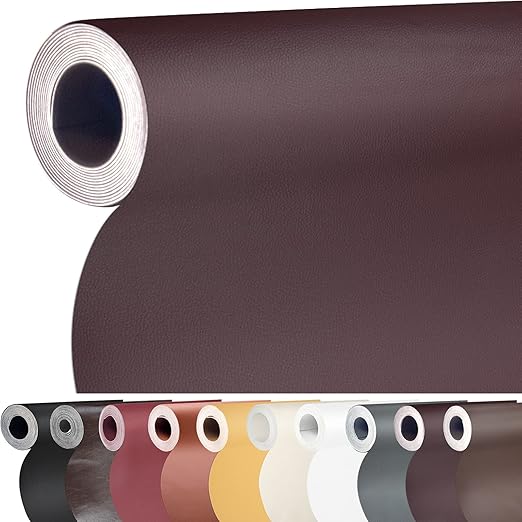 Leather Repair Patch, 17X158 inch, Large Self-Adhesive, Red Brown, for Furniture Couch Chairs Car Seat