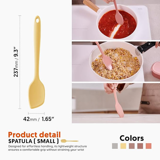 Platinum Silicone Spatula – BPA Free Silicone Spatula for Cooking – Heat Resistant Cooking Utensils for Non Stick Pans – One-Piece Spoonula for Baking, Mixing & More – Kitchen Scraper 9.3” Yellow