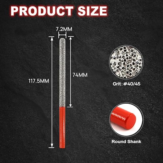 DT-DIATOOL Diamond Mortar Raking Bit for Brick Joints Stone Masonry Granite Diameter 7.2mm, Round Thread Router Bit 2pcs