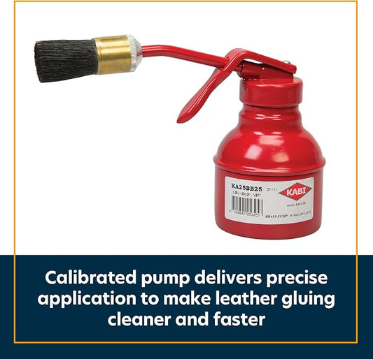 Weaver Leather Supply Leather Repair Glue Can with 11 mm Brush and Cap, 8 Oz, Red, Glue Container with Brass Pump, Robust Tool for Solvents and More