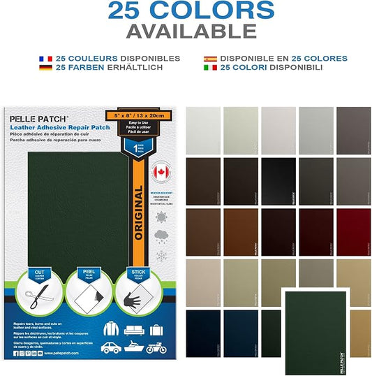 Self Adhesive Leather Refinisher - 25 Colors Available - Original 5x8 - Medium Green
