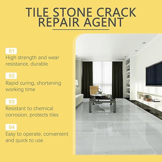 Tile Repair Kit for Chips, Cracks & Surface Gaps, Color Matching Solution for Ceramic, Porcelain & Stone, Easy DIY Application for Floor, Wall, Countertop & Bathroom Surfaces (1pcs)