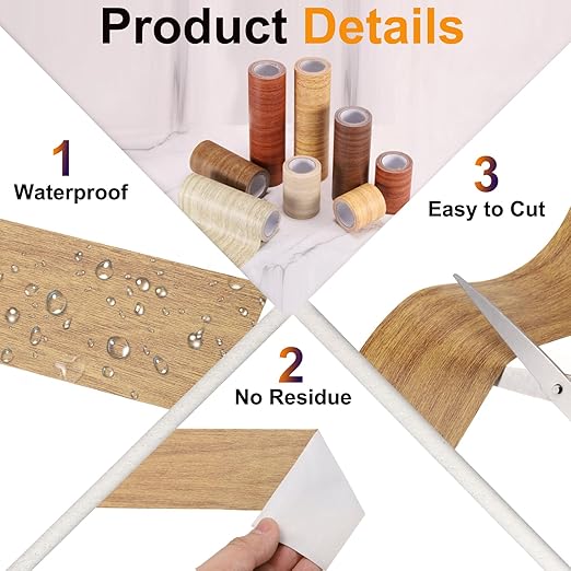 PATIKIL Wood Grain Tape 4.7" x 15 Ft, Self-Adhesive Wood Texture Repair Tape Realistic Wood Effect Contact Paper Patch for Furniture Cabinets Floor Walls Home Decoration, Brown Oak