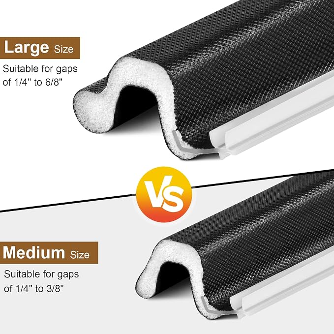 Door Weather Stripping, Kerf Weather Stripping for Doors with Groove,Weather Stripping Door Seal for Large Gap and Easy Installation(26, Black)