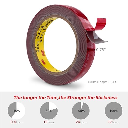 Double Sided Tape 0.75" x 15.4Ft 2 Pack, Made of 3M Heavy Duty Mounting Tape, 5608 Foam Tape Waterproof for Indoor Outdoor Home Office Car Decor