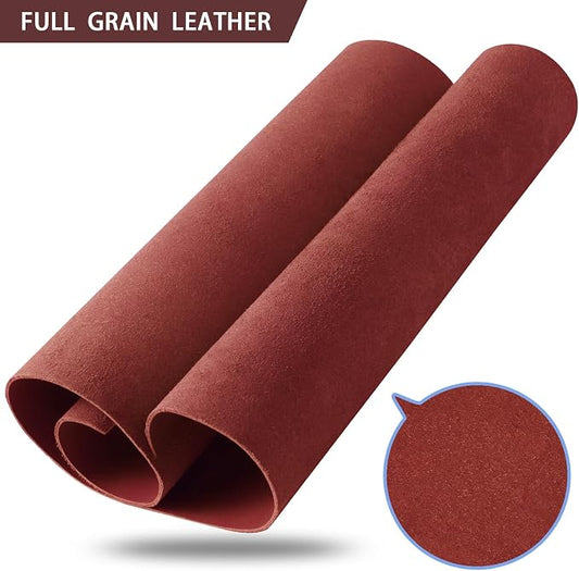 RingSun 12''X24'' Red Leather Sheets for Crafts (2mm), Full Grain Leather Tooling Leather