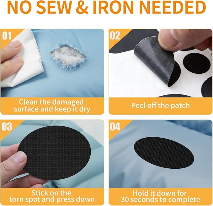 Waterproof Self-Adhesive Fabric Repair Tape - Tent Repair Kit,4pcs Nylon Fabric Patches for Jacket, Clothes, Puffer Down Jacket,Sleeping Bag, Outdoor Gear Tenacious Repairs Tape, Black
