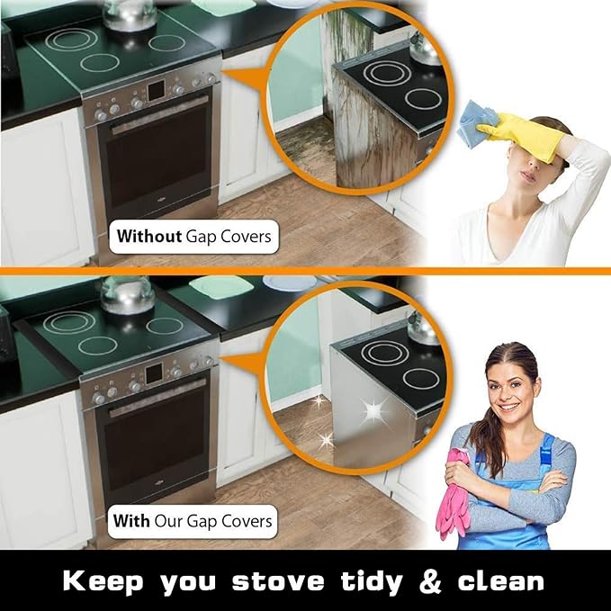 SEVCHY Silicone Stove Gap Covers (2 pack), Oven Gap Filler, Heat Resistant Stove Gap Filler, Seal Gap between Stovetop and Counter, Easy Clean (25 inch, White)