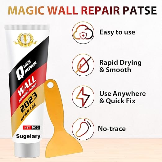 Sugelary Drywall Patch Repair Kit with Scraper, Wall Spackle Repair Paste, Wall Mending Agent Quick and Easy Solution to Fill the Holes for Home Wall, Plaster Dent Repair and Wood Scratch Repair