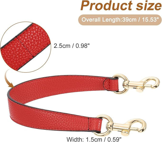 uxcell 15.53 Inch PU Leather Short Bag Strap with Clasp, Purse Handles Handbags Replacement Straps for Clutch Bag Underarm Bags, Red, Gold Buckle