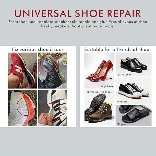Super Strong Universal Shoe Glue – 30-Second Quick Repair Waterproof Clear Adhesive – Heavy Duty Shoes Glue for Sneakers, Soles, Heels & All Footwear with Precision Nozzle & Needle Tip