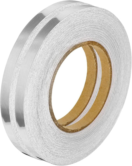HARFINGTON 2Pcs Floor Tiles Silver Foil Lines Metallic Mirror Tape 0.4" x164 Ft Self Adhesive Decor Floor Wall Seam Sticker Waterproof Gap Sealing Tape for Kitchen Bathroom Cabinet