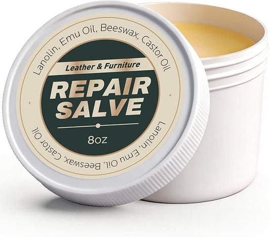Leather Conditioner & Repair Cream: Leather Cleaner and Conditioner for Car Seats and Interiors - Repair Conditioning Salve for Furniture Couches Shoes Purse Bags(8 Oz)