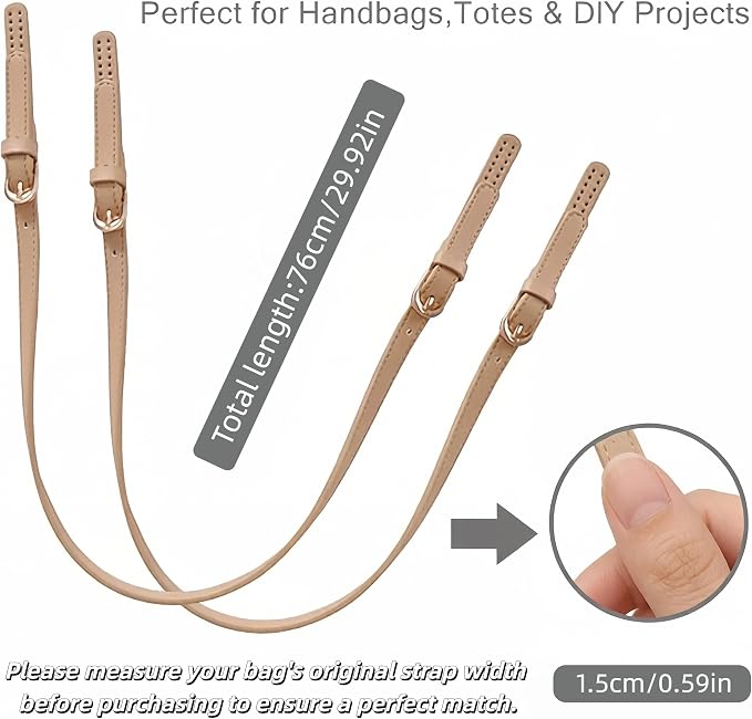 XIMEO 2 Pack Replacement Purse Straps – Adjustable PU Leather Handles with Buckle for DIY Bag Making, Tote & Handbag Repair
