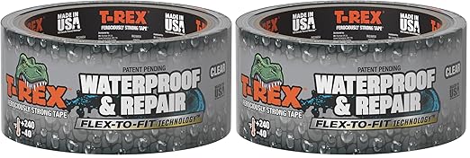 T-Rex Waterproof and Pool Repair Tape - Patch Pool Liner No Kit Needed, Permanent, Works Underwater, Sticks to Wet Surfaces - Clear, 1.88" x 30 ft. (Pack of 2)