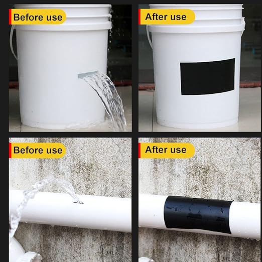 WELSTIK Waterproof Tape Patch & Seal Tape Leak Repair Tape Duct Tape, Black, 4''x 60"