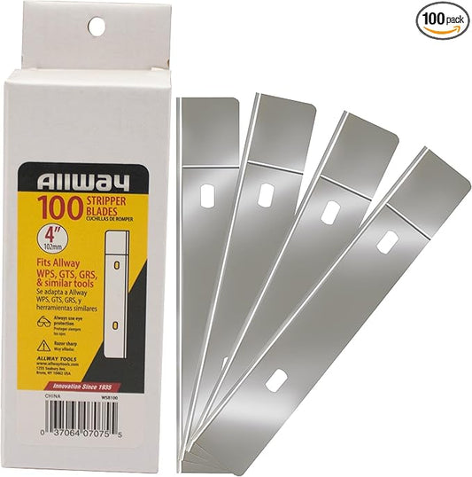 ALLWAY WSB100 Replacement Scraper Blade, 4", 100 Pack