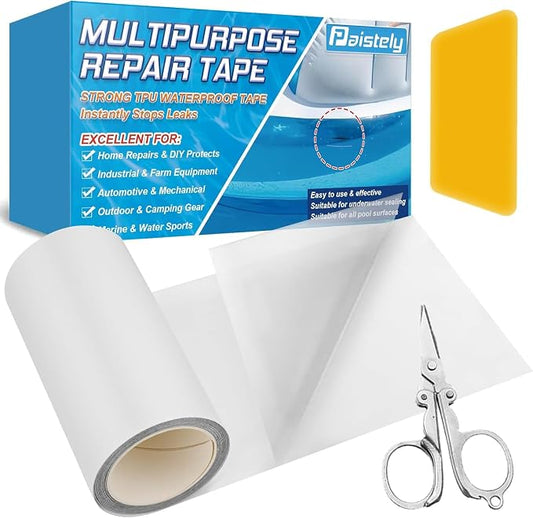 4 in x 7 ft High-Viscosity Clear TPU Pool Repair Kit, Underwater Inflatable Patch Repair Kit, Self-Adhesive Pool Liner Patch for In-ground & Above Ground Pools, Inflatable Hot Tubs & Floats