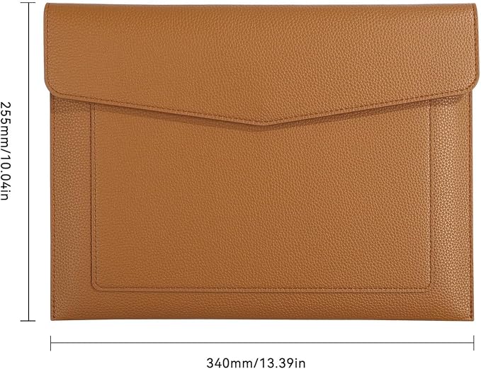 A4 Large Capacity Document Bag, Premium PU Leather File Holder, Multi-Color, Double-Layer Design, 13.39 x 10.04 Inches (Brown)