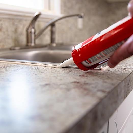 Red Devil 0408 Silicone Acrylic Caulk & Sealant, 100% Waterproof, Paintable, Clear Caulking for Kitchen, Bathroom, Window, With Duraguard, 10.1 oz, Clear, Made in USA