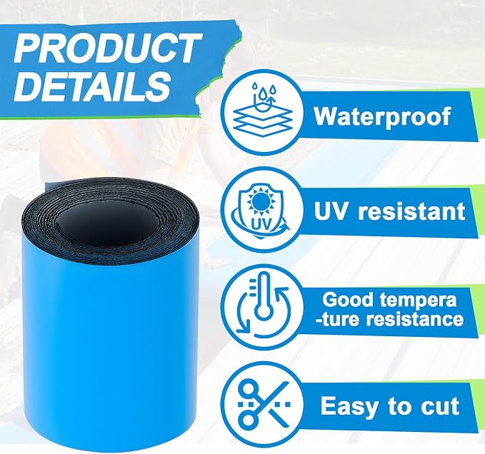 8in x 16.5ft Roof Waterproof Tape, Heavy Duty TPU Self-Adhesive Leak Repair for Metal, Corrugated Roofs, Windows, Rvs & Gutters, Instant DIY Weatherproof Seal (Blue)
