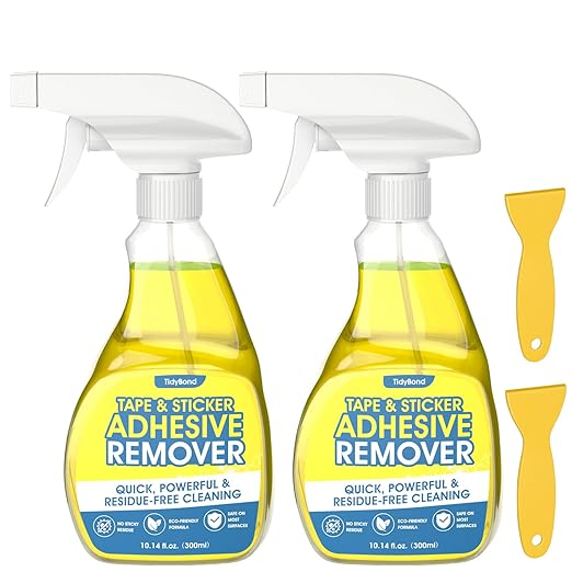 Adhesive Remover Spray (2 Pack) – Removes Stickers, Labels, Tape Residue, Glue, Chewing Gum & Caulk – Works on Metal, Glass, Plastic, Car Paint & More – Sticker & Glue Cleaner with Scraper