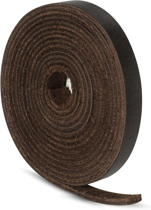 Ringsun 1/4 Inch Wide Flat Leather Strips, Full Grain Leather StrapsCord String for Crafts, Tooling (2mm Thick 72.5 Inches Long Black Coffee)