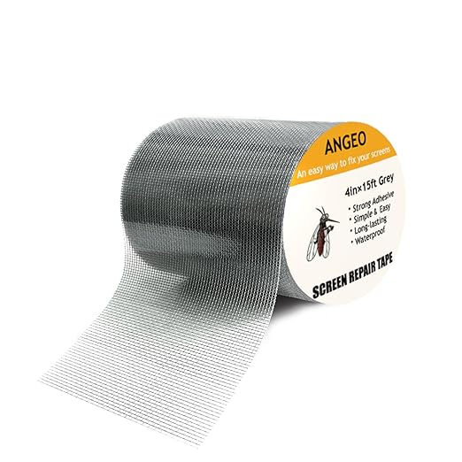 Fiberglass Window Repair Tape 4in X 15FT, Waterproof Screen Repair Kit for Mesh Screens, Instantly Covers Holes and Tears (Gray)