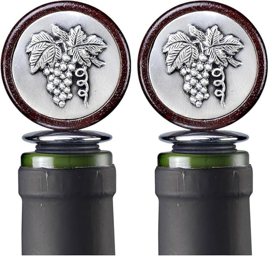 Prodyne Grapes Pewter Medallion Stopper (Pack of 2)