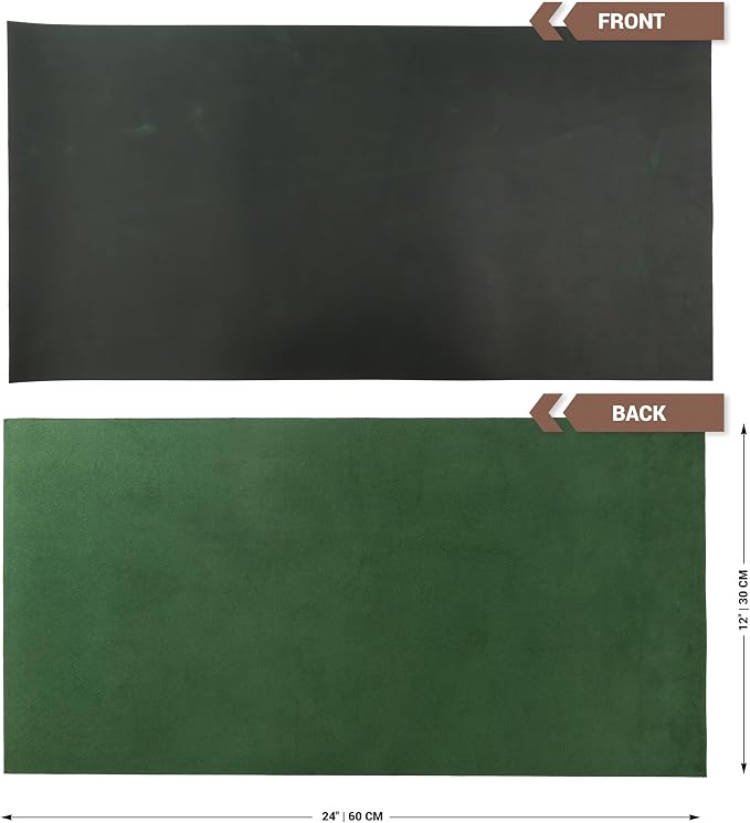 Shkira 12''X24'' Genuine Light Green Leather Sheets for Crafts - Square - 2.0MM Thick Genuine - Thick Cowhide Pieces Square - Leather Sheet for Arts and Crafts