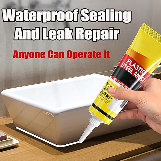 XIRUJNFD 15.9 Oz Multifunctional Waterproof White Caulk with Scraper, Plastic Steel Repair Adhesive for Kitchen Bathroom, Stronger Adhesion Sealant for Window Toilet Sink, Quick-Drying (3 Sets)