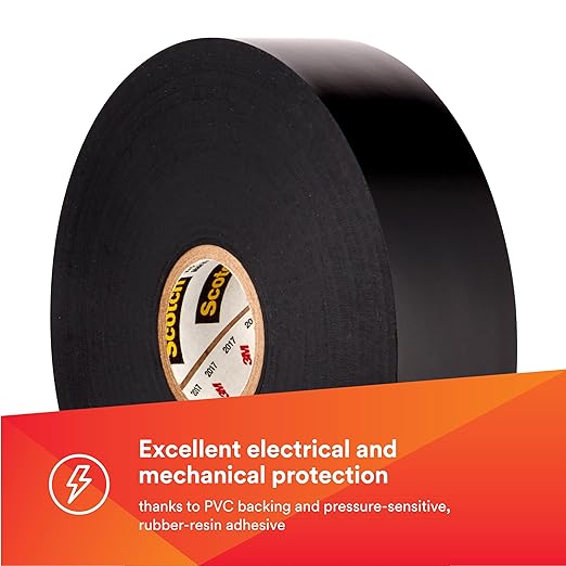 3M Scotch Vinyl Electrical Tape Super 88, 1-1/2 in x 44 ft, Black, 10 Rolls, Premium Grade, Rubber Resin Adhesive, PVC Backing, All-Season Heavy Duty Electric Tape