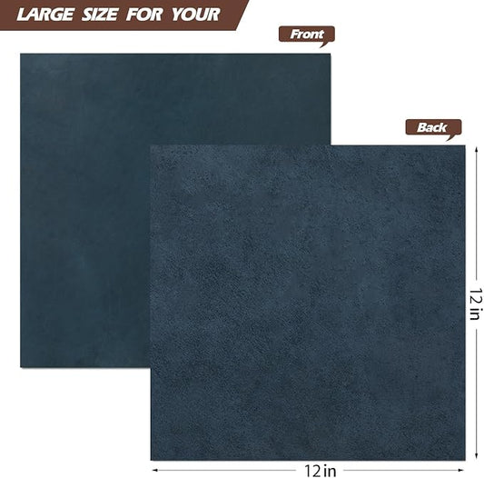 RingSun 12''X12'' Blue Leather Sheets for Crafts (2mm), Full Grain Leather Tooling Leather