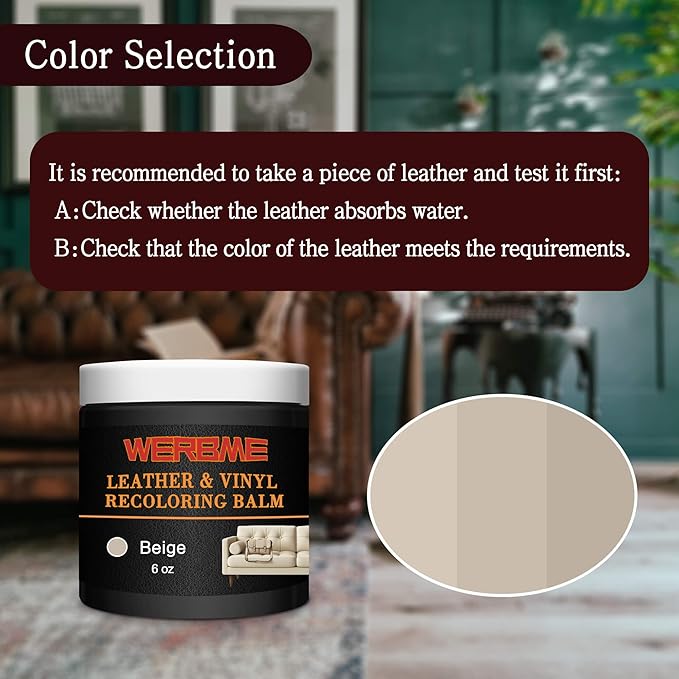 Leather Recoloring Balm & Mink Oil Leather Conditioner, Beige | Restores faded leather, waterproof, scratch repair for couches, car seats, shoes & bags, Complete kit with mink oil & tools