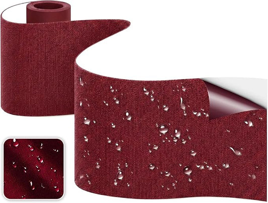 Canvas Repair Tape, Heavy Duty Waterproof Self-Adhesive Fabric Repair Patch for Tent, Sofa, Boat Covers, Chairs, Awning & Camping Outdoor Gear, 3.9"x63", WineRed