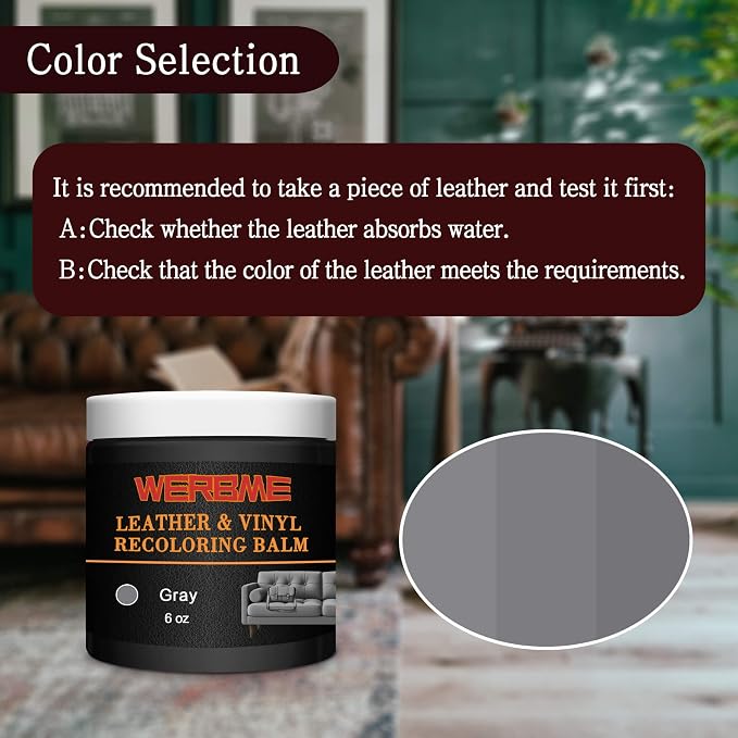 Leather Recoloring Balm & Mink Oil Leather Conditioner, Gray | Restores faded leather, waterproof, scratch repair for couches, car seats, shoes & bags, Complete kit with mink oil & tools