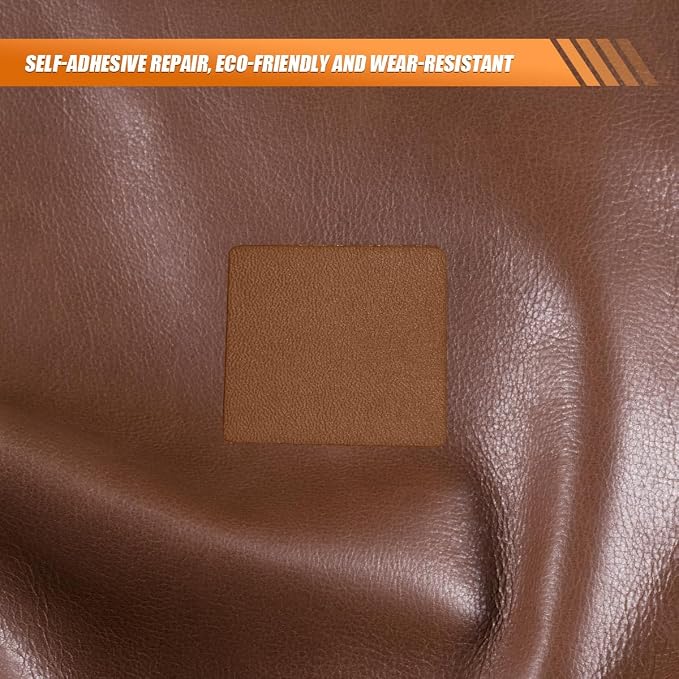 5PCS Car Seat Leather Repair Patch Tape, 8×4 Inch Water-Resistant Self-Adhesive Repair Patches Kit, Automotive Upholstery Fix Accessories for Furniture Couches Chairs (Brown)