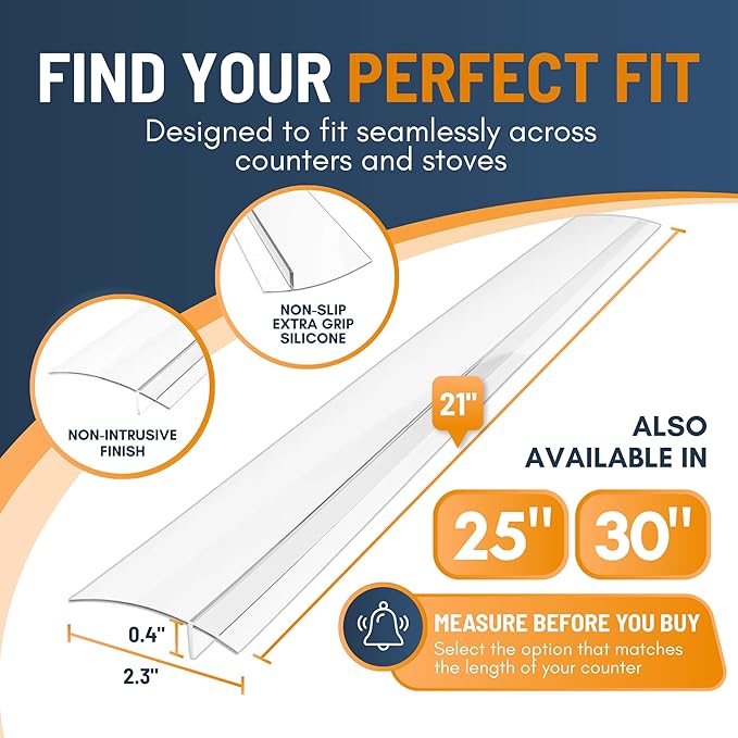 Linda’s Essentials Silicone Stove Gap Covers (2 Pack), Heat Resistant Oven Gap Filler Seals Gaps Between Stovetop and Counter, Easy to Clean Stove Gap Guard (21 Inches, Clear)