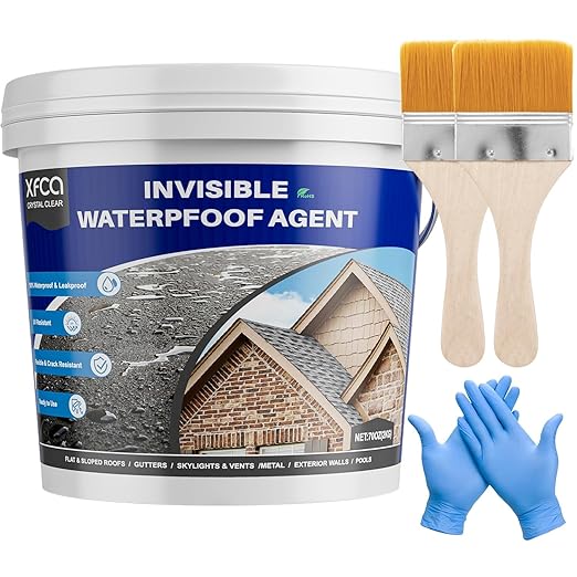 Waterproof Sealant 70oz Clear, XFCA Transparent Waterproof Coating Water-Based Invisible Agent Roofs, Walls, Garden, Terraces Indoor & Outdoor