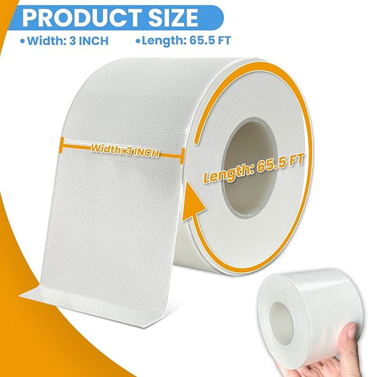 White Window Weather Sealing Tape,Window Draft Isolation Sealing Film Tape, AC Seal Air Conditioner Sealing Tape No Residue, Keep Out Cold Air Dust Rain, Waterproof (3inch*65.5ft)