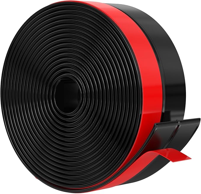 【2026 New Upgrade】 Wide Silicone Weather Stripping Door Seal with Strong Adhesive 2" x 20 ft, Draft Stopper Tape for Door Frame, Side and Bottom Gaps Strip for Glass Shower, Black
