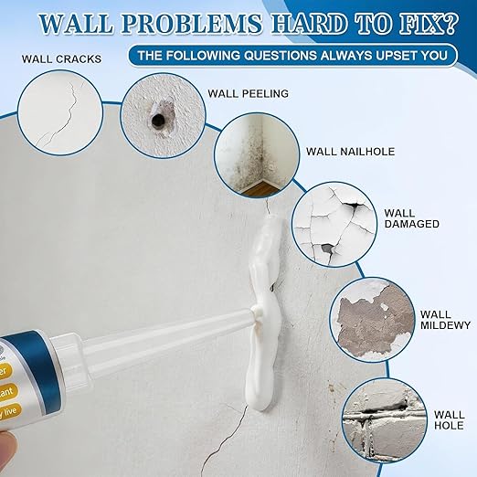 Drywall Repair Kit, 2Pcs Wall Repair Paste Tube, Quick Drying Wall Mending Agent Spackle Wall Repair Kit with Scraper and Sandpaper for Holes Cracks Scratches Home DIY Use